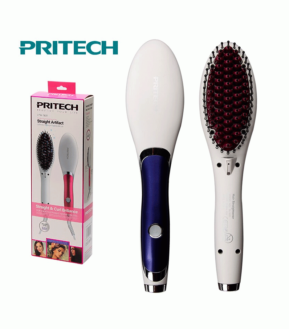 Pritech Hair Straightener Brush TA-1631 for quick and smooth hair straightening