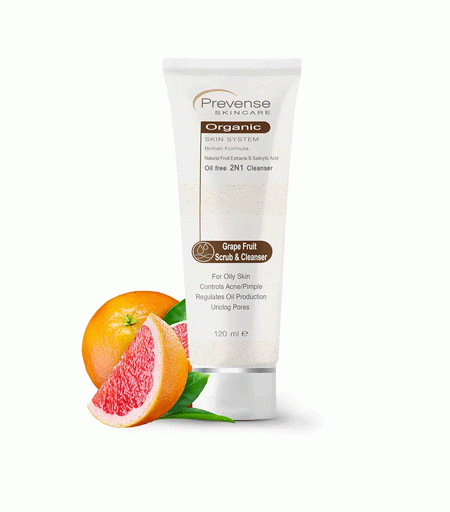 Prevense Grape Fruit Scrub & Cleanser For Oily Skin 120ml