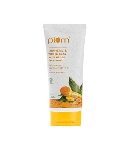 Plum Turmeric & White Clay Acne Action Face Wash 100ml - Gentle Acne Control Face Cleanser