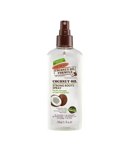 Palmers Coconut Oil Strong Roots Spray 150ml bottle for hair strengthening