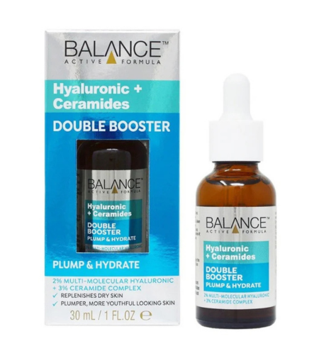 Balance Active Formula Hyaluronic + Ceramides Double Booster Serum 30ml – Hydrating Face Serum