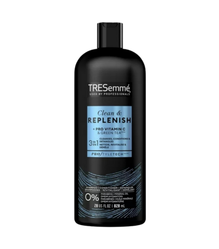 Tresemme Clean & Replenish Shampoo 828ml bottle front view