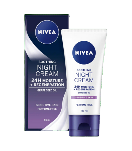 Nivea 24H Soothing Night Cream with Grape Seed Oil for Sensitive Skin 50ml