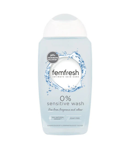 Femfresh 0% Sensitive Intimate Wash 250ml – Soap-Free Daily Cleanser for Sensitive Skin