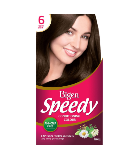 Bigen Speedy Conditioning Hair Color 6 Medium Brown pack front view