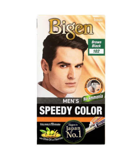 Bigen Men's Speedy Hair Color 102 Brown Black – Non-drip Ammonia-Free Hair Dye