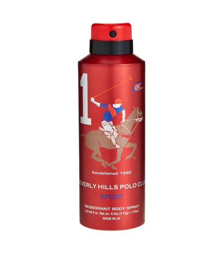 Beverly Hills Polo Club Sport 1 Men's Deodorant Body Spray 175ml – Long Lasting Masculine Fragrance