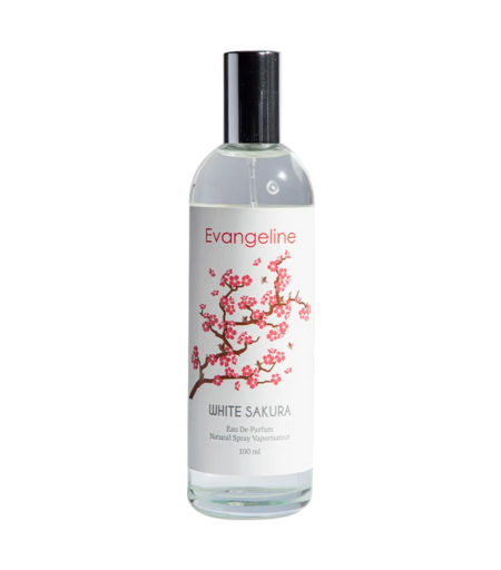 Evangeline White Sakura Perfume 100ml bottle with floral design