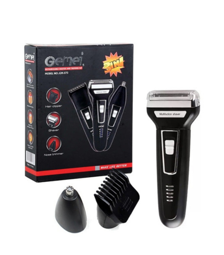Geemy 3 In 1 Grooming Kit Electric Shaver, Ear Nose Beard Hair Trimmer and Rechargeable Electric Razor GM-573