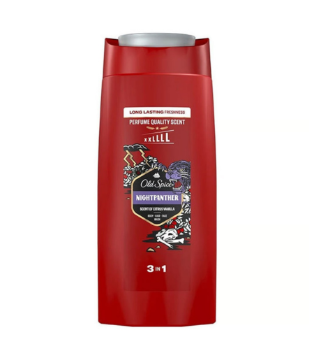 Old Spice Night Panther 3in1 Body Hair and Face Wash 675ml - Long Lasting Fresh