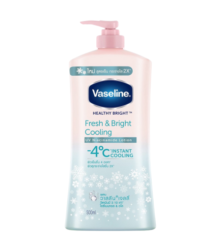 Vaseline Healthy Bright Fresh and Bright Cooling Body Lotion 500ml bottle with cooling formula for radiant skin