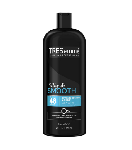 Tresemme Silky and Smooth Shampoo 828ml bottle with argan oil for frizz-free hair