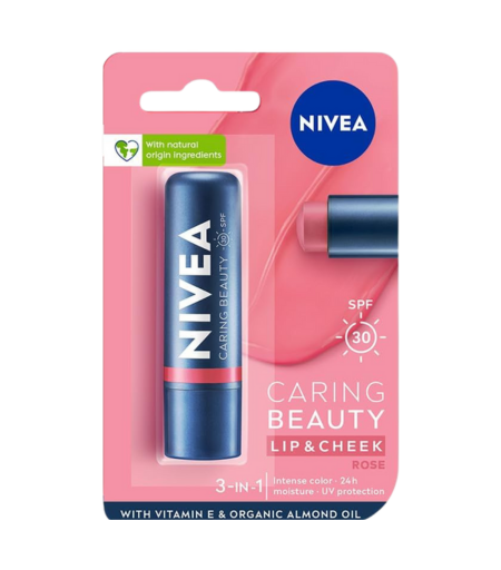 Nivea Caring Beauty 3In1 Lip Balm 4.8g – Hydrating Lip Care with Almond Oil & Vitamin E in Sri Lanka