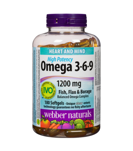 Webber Naturals High Potency Omega-3-6-9 1200mg 180 Softgels 