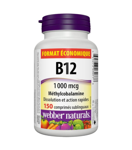 Webber Naturals Vitamin B12 1000 mcg Methylcobalamin, 150 Sublingual Tablets