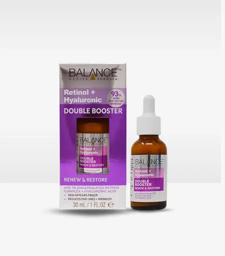Balance Active Formula Retinol + Hyaluronic Double Booster Serum 30ml – Anti-Aging and Hydration Serum