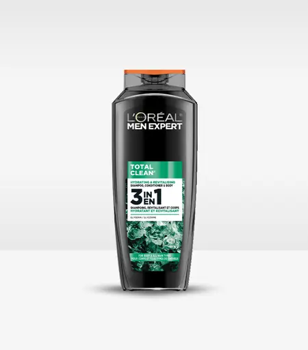 L'Oreal Men Expert Total Clean 3-in-1 Shampoo 385ml – Shampoo, Conditioner & Body Wash