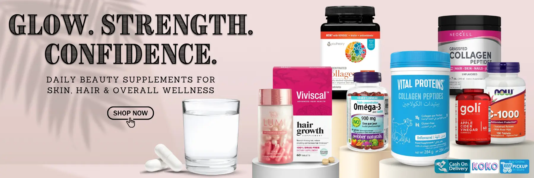 Daily beauty supplements for skin, hair and overall wellness in Sri Lanka – collagen, glutathione, vitamins and hair growth supplements available at Watsans.lk