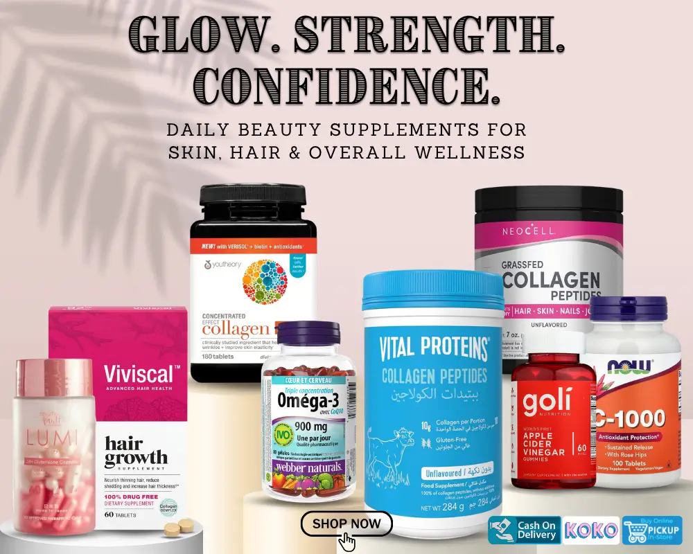 Daily beauty supplements for skin, hair and overall wellness in Sri Lanka – collagen, glutathione, vitamins and hair growth supplements available at Watsans.lk