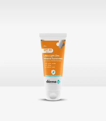 The Derma Co Ultra Light Zinc Mineral Sunscreen With SPF 50 PA+++ 50g