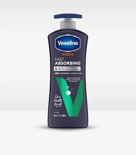 Vaseline Men Fast Absorbing Body Lotion 600ml bottle front view