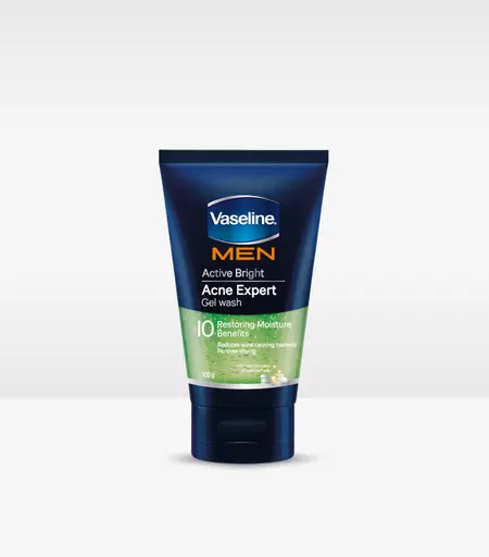 Vaseline Men Active Bright Acne Expert Gel Wash 100ml bottle for acne control and skin brightening
