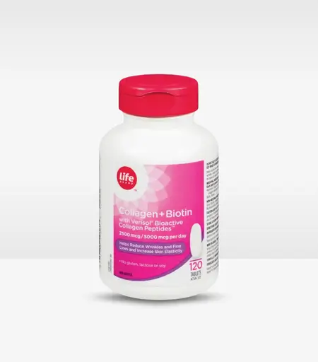Life Brand Collagen + Biotin 2500mcg/5000mcg 120 Capsules