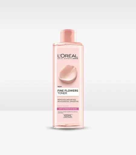 Loreal Fine Flower Cleansing Toner 400ml for Normal to Dry Sensitive Skin