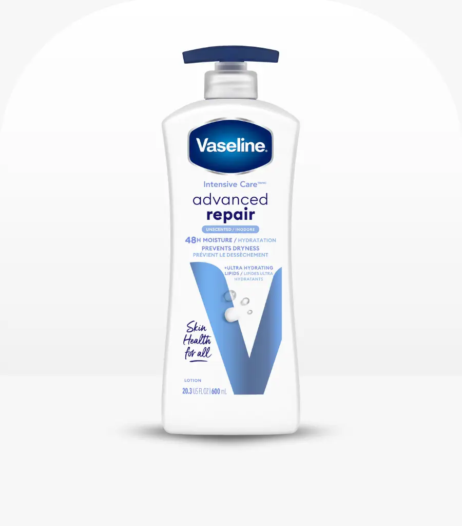 Vaseline Advanced Repair Body Lotion 600ml bottle for deep skin repair and hydration