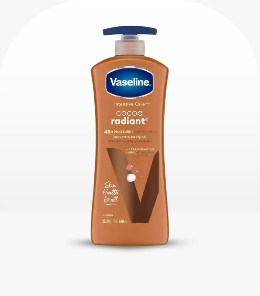 Vaseline Intensive Care Cocoa Radiant Lotion 600ml bottle for dry skin hydration 