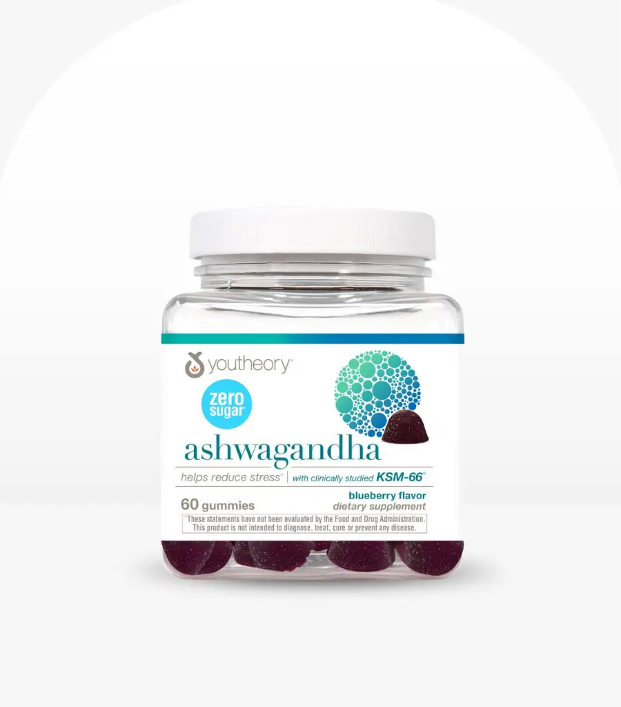 Youtheory Ashwagandha Zero Sugar Stress Release 60 Gummies pack